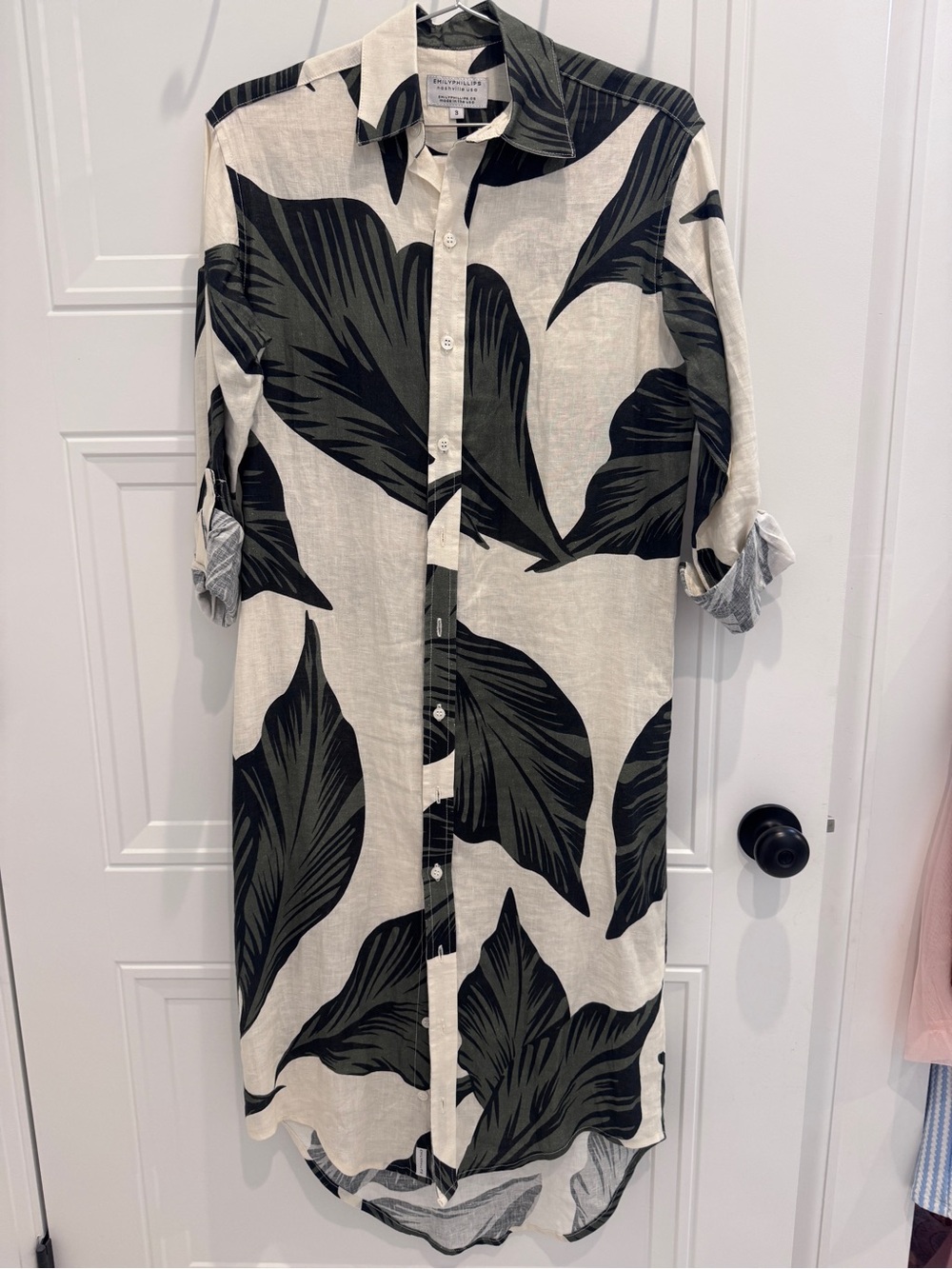 EMILY PHILLIPS leaf print girlfriend midi dress